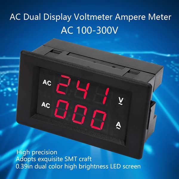 Digital AC Voltmeter 100-300V og Ampere Meter 0-100A med LED-display (rød)