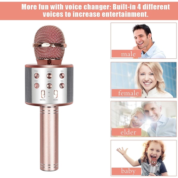 Mikrofoni, langaton Bluetooth karaoke-mikrofoni lapsille, kannettava 4-in-1-käsimikrofonilaite, kodin KTV-soitin kaiuttimella ja levyllä