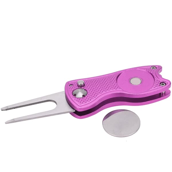 Magnetisk Pink Rustfrit Stål Golf Green Fork Divot Reparationsværktøj