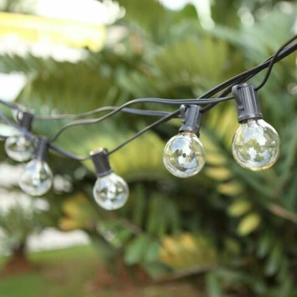Fairy Lights utomhus, anslutningsbara Fairy Lights 7.6M 25 G40-lampor med 3 reservlampor för bröllopsfestträdgård