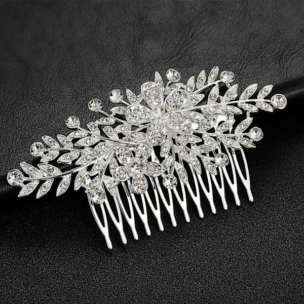 Hårkamlegering Inlagd Rhinestone Butterfly Leaf Comb Daily Casual Headwear 7