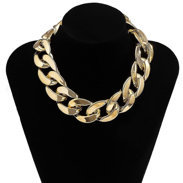 Punk Cuban Link Chain Choker Halskæde Guld Letvægts Chunky Oval Chain Link Halskæde Statement Hip Hop smykker