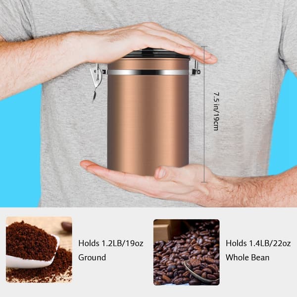Stor lufttæt kaffekande i rustfrit stål (sort, 1,8 L)