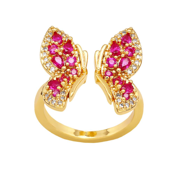 Ring Vintage Zircon Butterfly Fashion Smycken Ac10178 Green