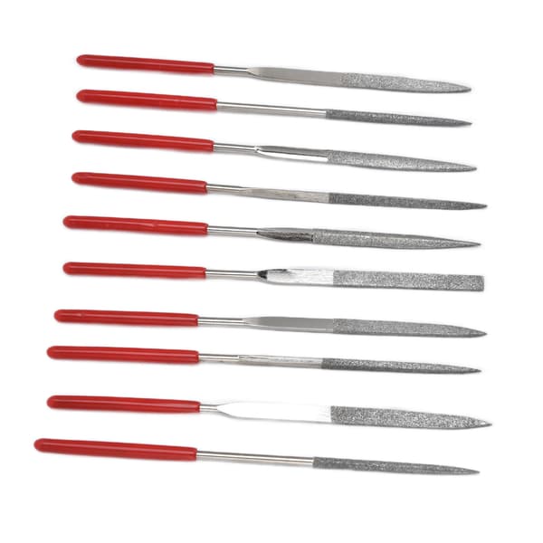 Smykkenålefilsæt 10 stk. Hærdet stål Holdbart komfortgreb 3x140mm