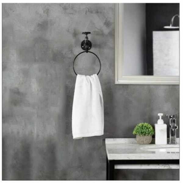 Smedejerns håndklædering Vintage støbejerns vægmonteret håndklædering (mat sort)