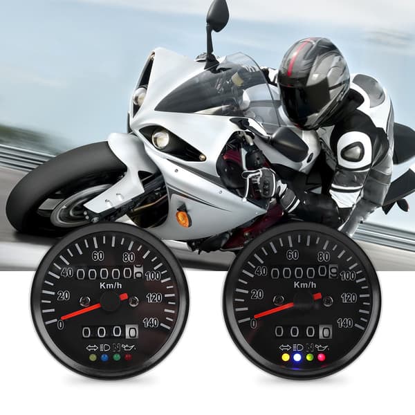 60mm Sort Motorcykel Odometer Speedometer Måler med indikator