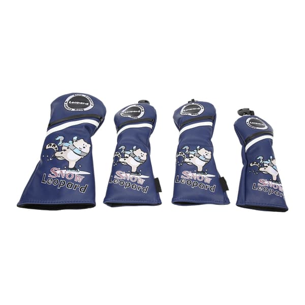 4-delars 1 3 5 UT Golf Headcovers Tecknad Snöleopard Mönster PU Läder Set