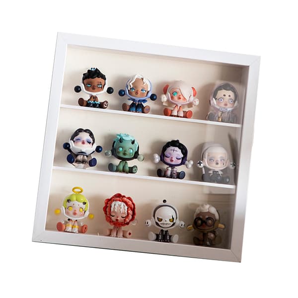 3D Förtjockat Anime Figur Display Vit Dubbel Partition Förvaringsväska för Mini Leksakssamling