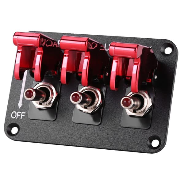 12V 3 Gruppe Vippebryterpanel for Racingbil Rød