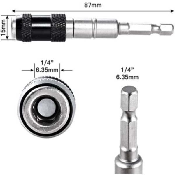 20° drejelig bitsholder, magnetisk skrueborespids, stålslag magnetisk drejelig borebitsholder Foldbar magnetisk borebitsforlænger, 1 stk. Fonepro