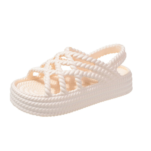 Damestrop platform lav top ensfarvede modesandaler 37