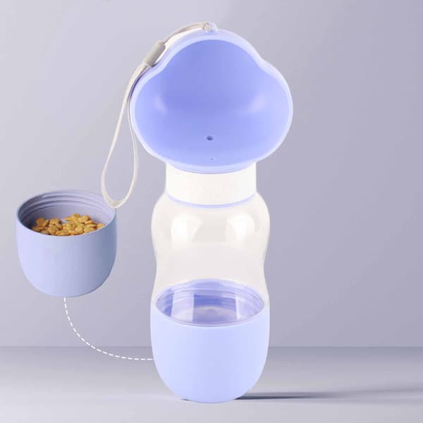 Bærbar Transparent Drikkeflaske til Kæledyr med Foderfunktion 350ml 200ml Sky Lilla Hundevandsdispenser