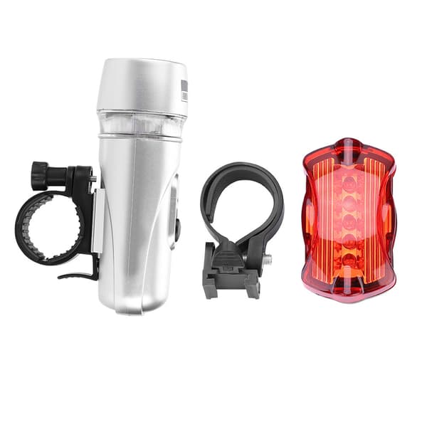 Vattentätt 5 LED Cykel Framlykta Bakre Säkerhetsljus Set Silver