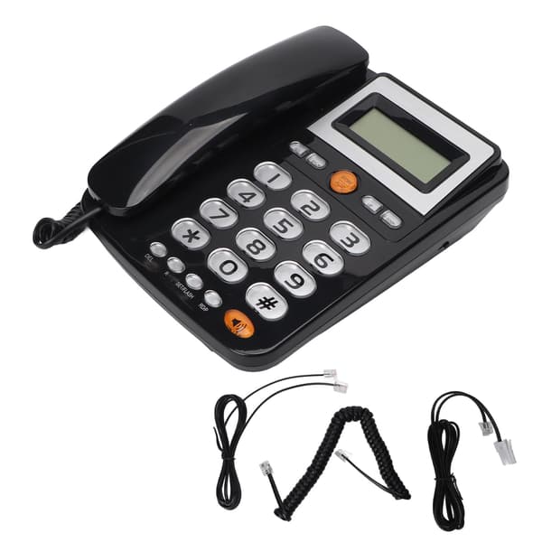 Fastnettelefon med Håndfri LCD-display Justerbar Lysstyrke Hurtigopkald Fastnettelefon Sort
