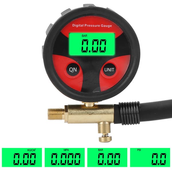Bil Multifunksjon LCD Digital Dekktrykksmåler Inflator Tester