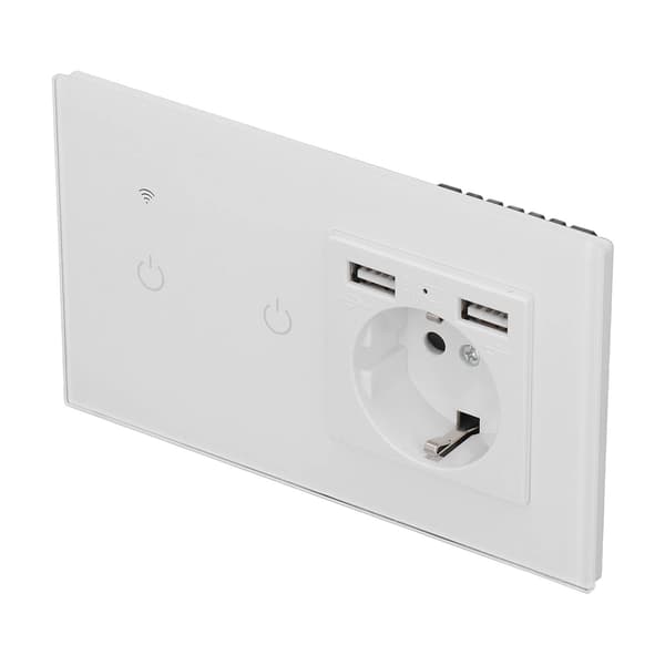 WiFi Smart Switch Dubbel USB Dold Vägguttag APP Röst Touch Kontroll EU Standard AC100 240VAC