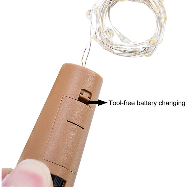Vinflaskljus, kallvit, 2m Längd 20LED, 9st