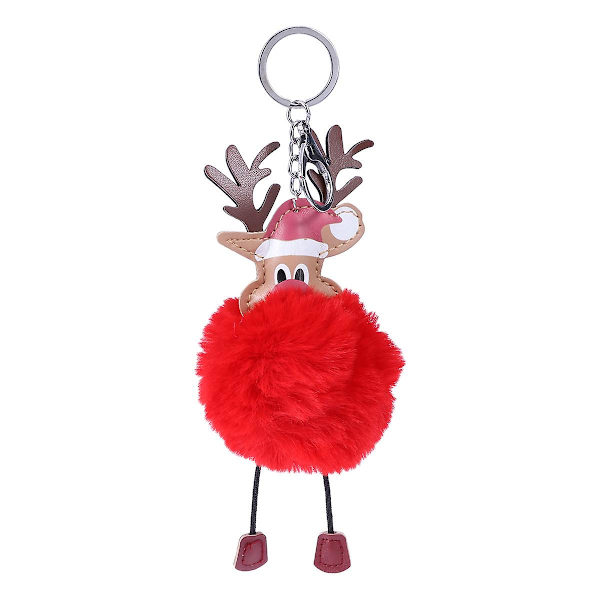 1kpl Joulu Hirvi Avaimenperä Pehmopallo Avaimenperä Creative Sarjakuvalaukku Kännykkä Riipus Poro Lahja Riipus Valkoinen Red