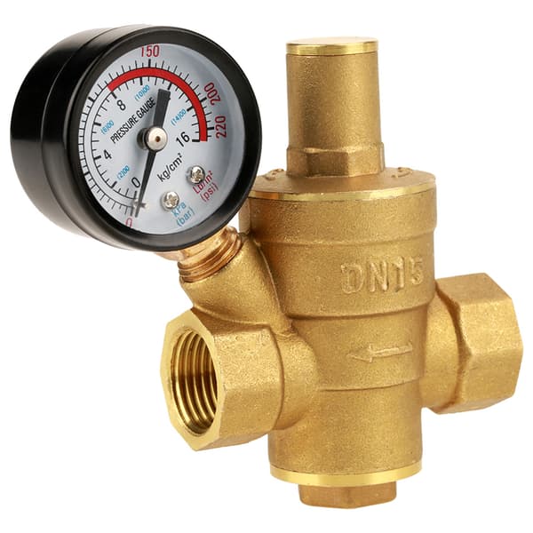 Messing Vandtryksregulator med Måler Justerbar Reducer DN15