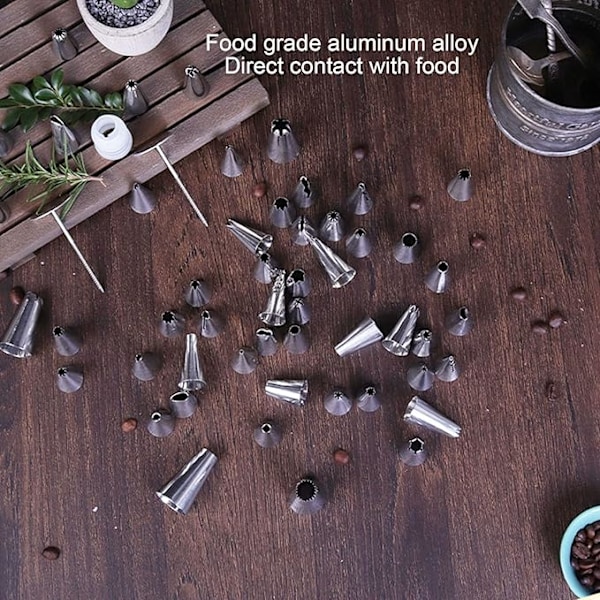 52 stk. rustfrit stål glasur sprøjte kage dyser med opbevaringsboks holdbar brug super omkostningseffektiv praktisk holdbar kagepyntningstips 55pcs