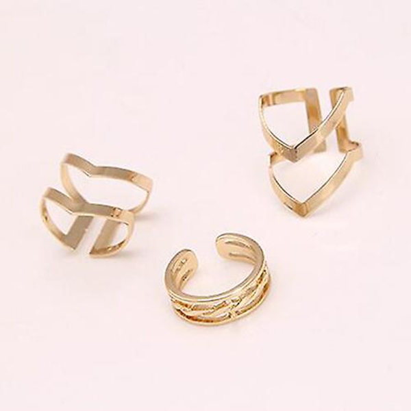 3 st/ set Mode kvinnors pil Hollow Midi Knuckle Open Finger Ring Band Present Silver