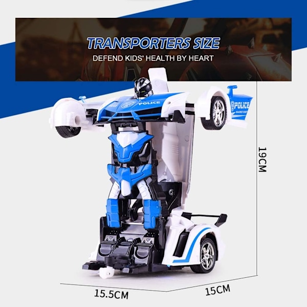 Fjärrstyrd bil, 2 i 1 transformerande robotbil, transformerande fjärrkontrollbil med en knapptryckning och transformerande robot, pedagogisk set för barn, B