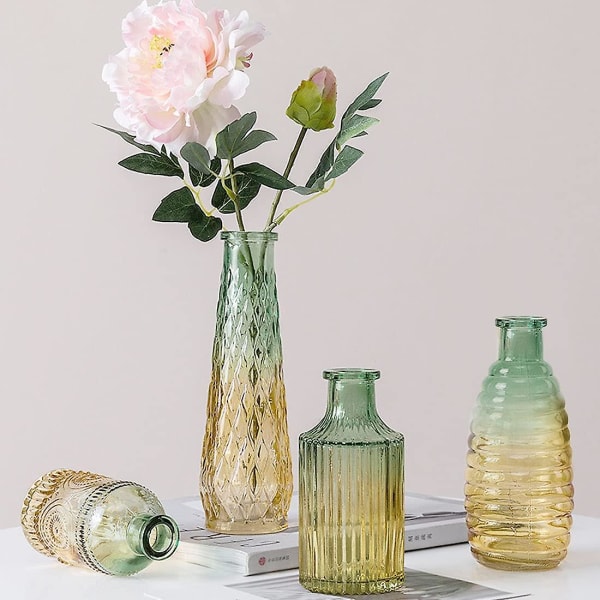 4 stk vintage reliefvase