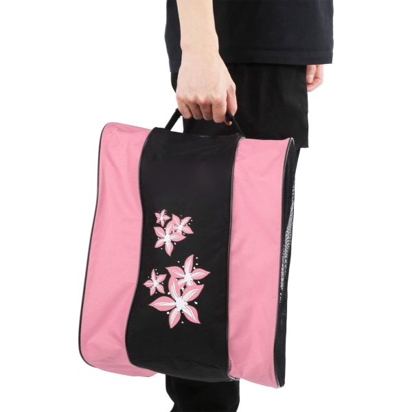 Rullaluistinlaukku, 3-kerroksinen nylon rullaluistimille lapsille ja aikuisille, vaaleanpunainen