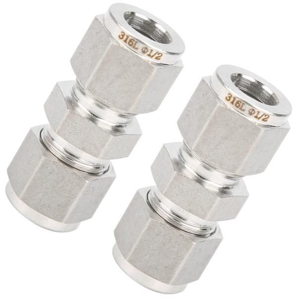 316 rustfrit stål dobbelt ferrule rørkompressionsfitting lige adapter til 1/2 tomme rør