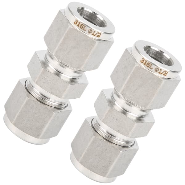 316 Rustfritt Stål Dobbel Ferrule Rør Kompresjonskobling Rett Adapter for 1/2 Tommers Rør