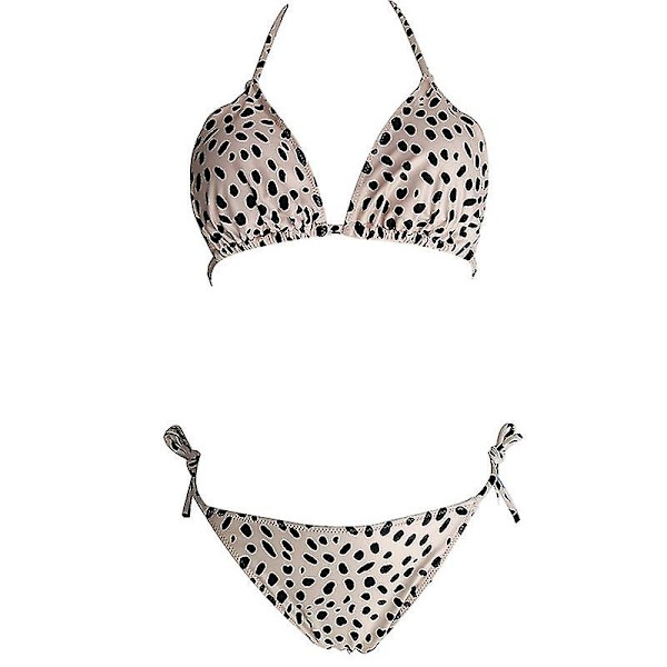 kvinnor Sexig Bikini String Set Vadderad Push Up Badkläder Sommar Beach Baddräkt Polka Dot Beige S
