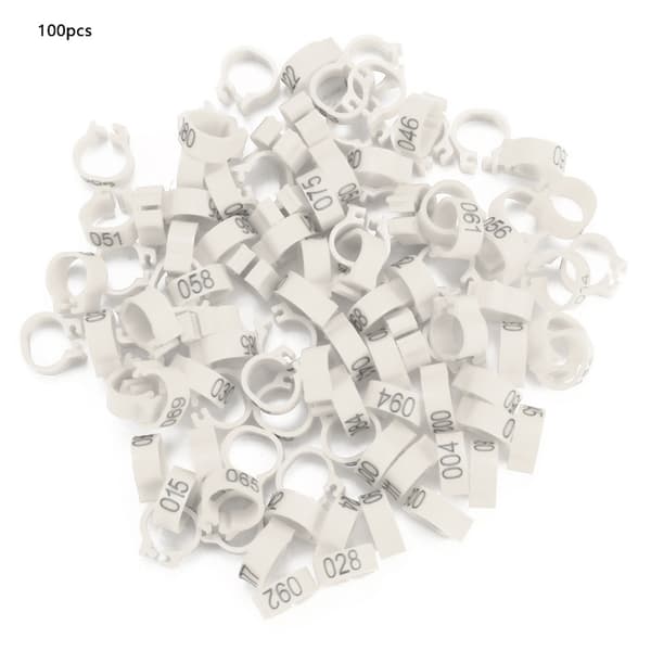 100 STK/pose 8MM 001-100 nummererte plastbrevdueringer (hvit)