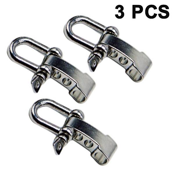 Piao 3 stycken U-format spänne utomhusparaplyrep Armband Tillbehör Justeringsspänne U-format stålspänne BK Suit