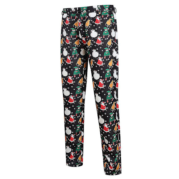 Fina kostymbyxor för män med print Black 4XL