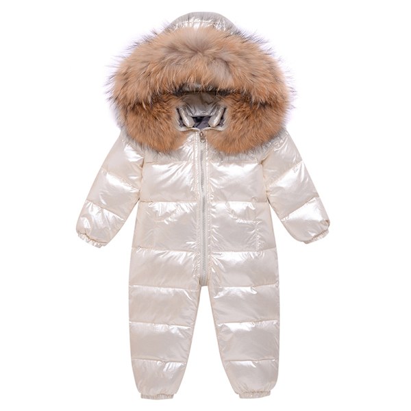 Barns pälskrage vit ankdun förtjockad dunjacka White 80cm
