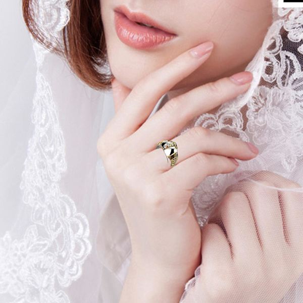 Unisex -ring inlagd konstnärlig dekorativ fiskmun fingerring för present US 6