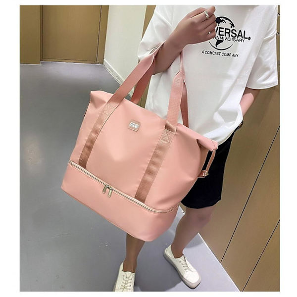 Resväska Stor kapacitet Bagage Våt och torr Separation Handbagage Resväska Axel Shoppingväska Sportväskor Rosa