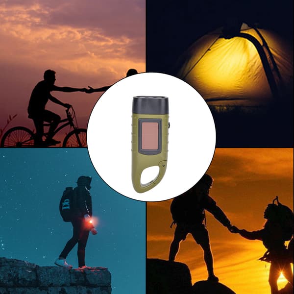 Bærbar solar håndsving lommelygte til klatring og camping (grøn)
