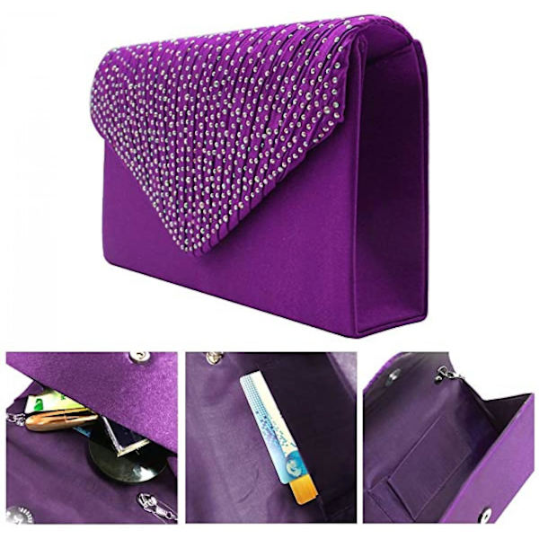 Kvinder Aften Håndtasker Brude Bryllup Taske Håndtaske A916-147 Purple 2