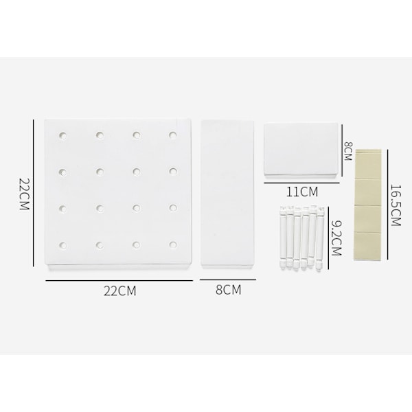 3kpl Pegboard-seinähylly, muovinen organizer, kotiin, keittiöön, kylpyhuoneeseen, toimistoon, (valkoinen)