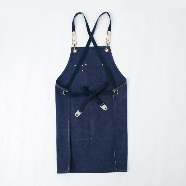 Canvasförkläde, barista, florist, frisör, frisör, florist, restaurang, bar, arbetskläder (marinblå),
