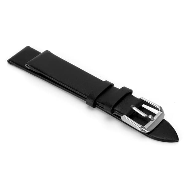 PU Læder Universal Unisex Spænde Urrem Udskiftningsbånd 19mm Sort
