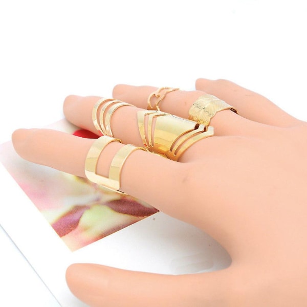 5 stk/sæt Kvinder Mode Hul Midi Finger Over Knuckle Stabling Ringe