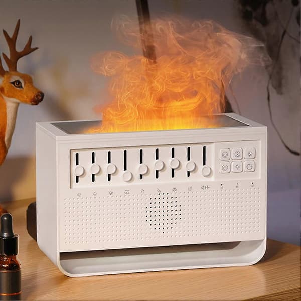 Flamdoftspridare Luftfuktare Vit Brus Bluetooth Högtalare Nattlampa C221