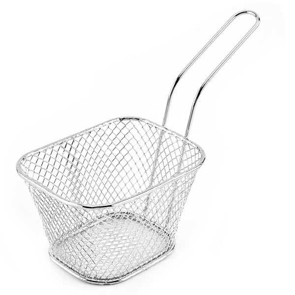 Fyrkantig stekkorg i smidesjärn Kök Restaurang Snacks BBQ-korg (silver),