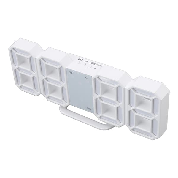 3D LED Digital Klocka Temperaturvisning Nattlampa Alarmfunktion Vit Hemvägg