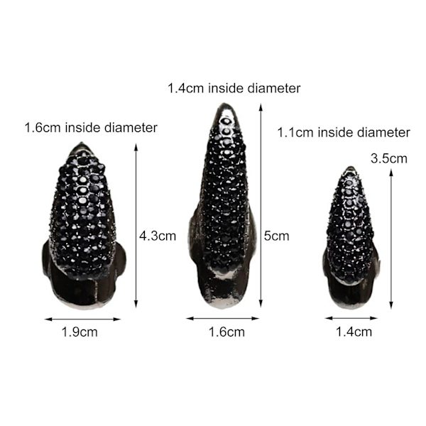Eagle Claw Rock Style Unisex Ring Legering Lång fingerspets Rhinestone Nagelring Cosplay Accessaries Golden M