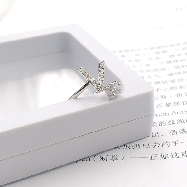 Ring Justerbar Open End Koppar Brev Kvinnor Finger Smycken För Dejting X