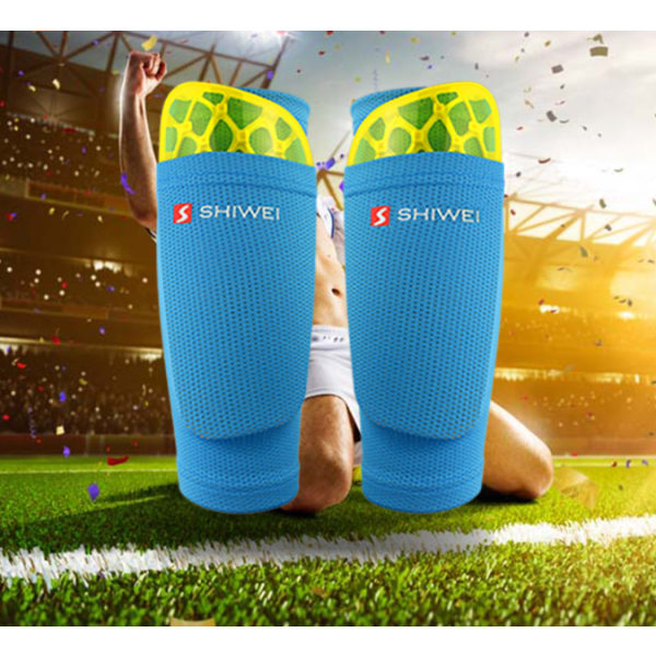 Blå strumpor L Storlek Vuxen Vuxen Barn Fotboll Benskydd Benskydd Deflector Sock Inserts,